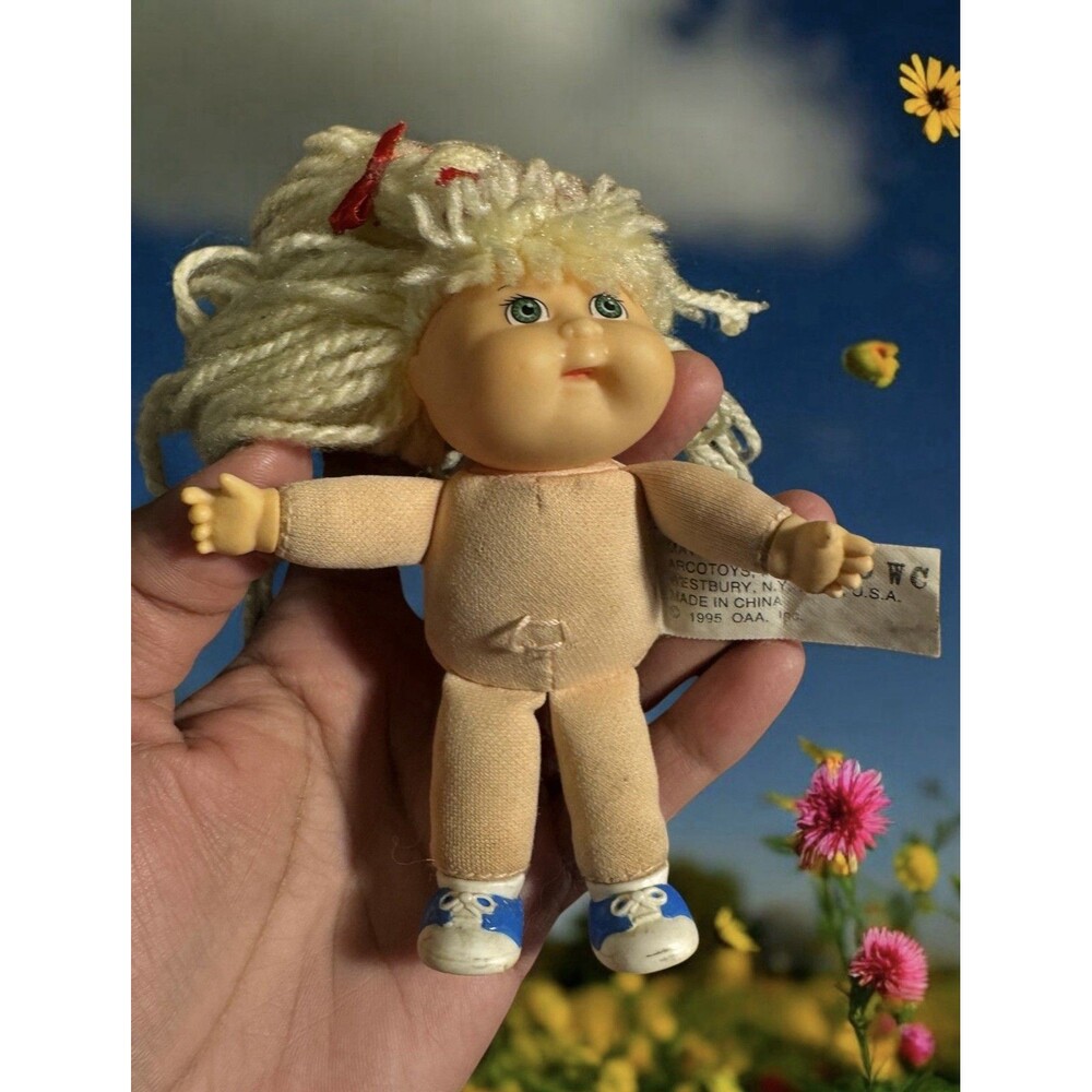 Vintage Mini 5" Cabbage Patch Doll 1995 Blonde Hair And Saddle Shoes